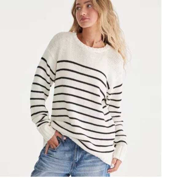 Aeropostale Women's Oversized Classic Striped Knit Crewneck Sweater NWT - Picture 1 of 10